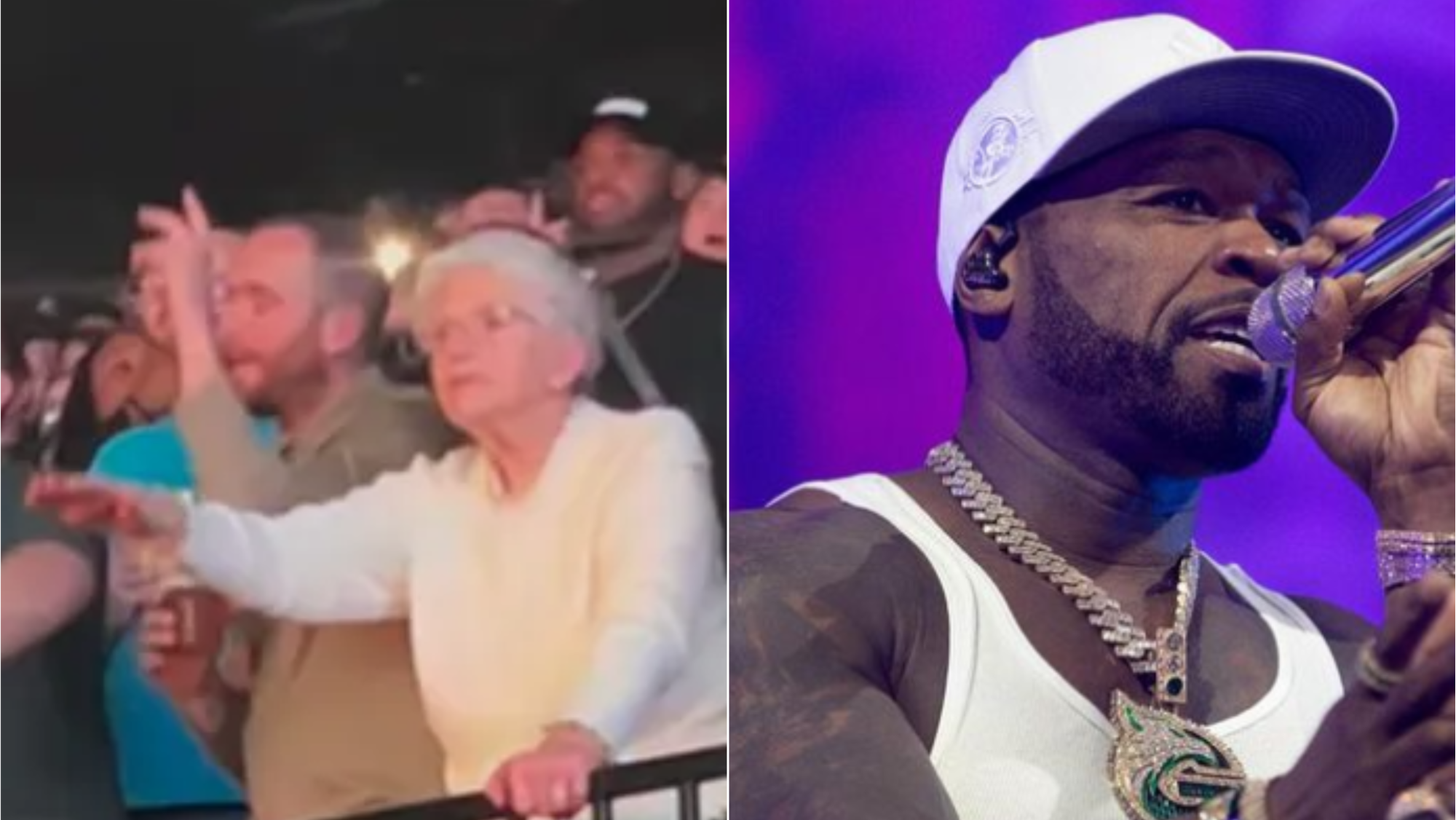 Imagem de destaque do post: Idosa curte show de 50 Cent na plateia e vídeo viraliza nas redes sociais