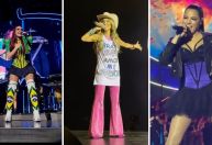 Dulce María usa bota que ganhou de Joelma em último show no Brasil; veja looks do RBD