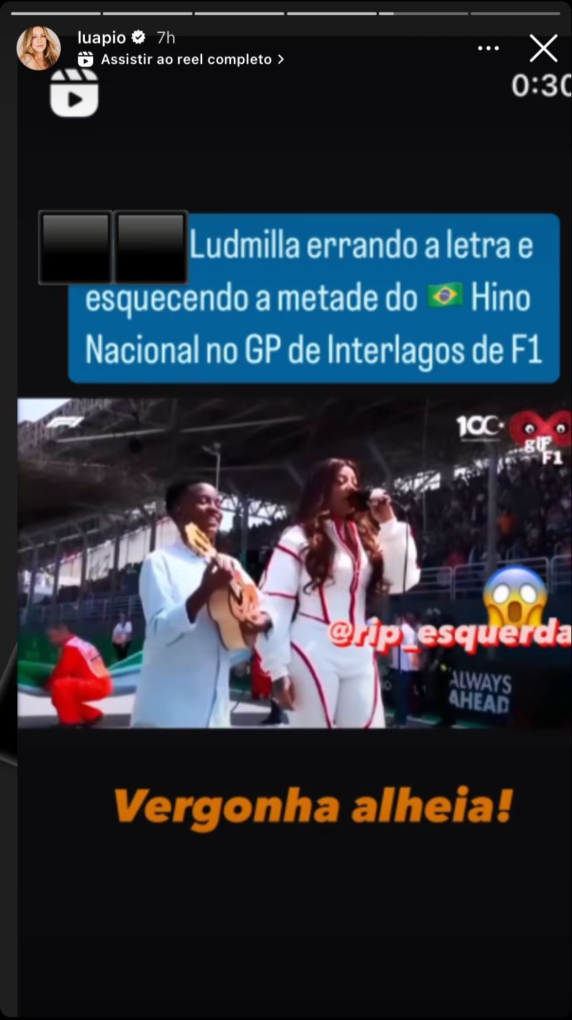 Luana Piovani compartilha vídeo da apresentação de Ludmilla / Reprodução/Luana Piovani/Instagram