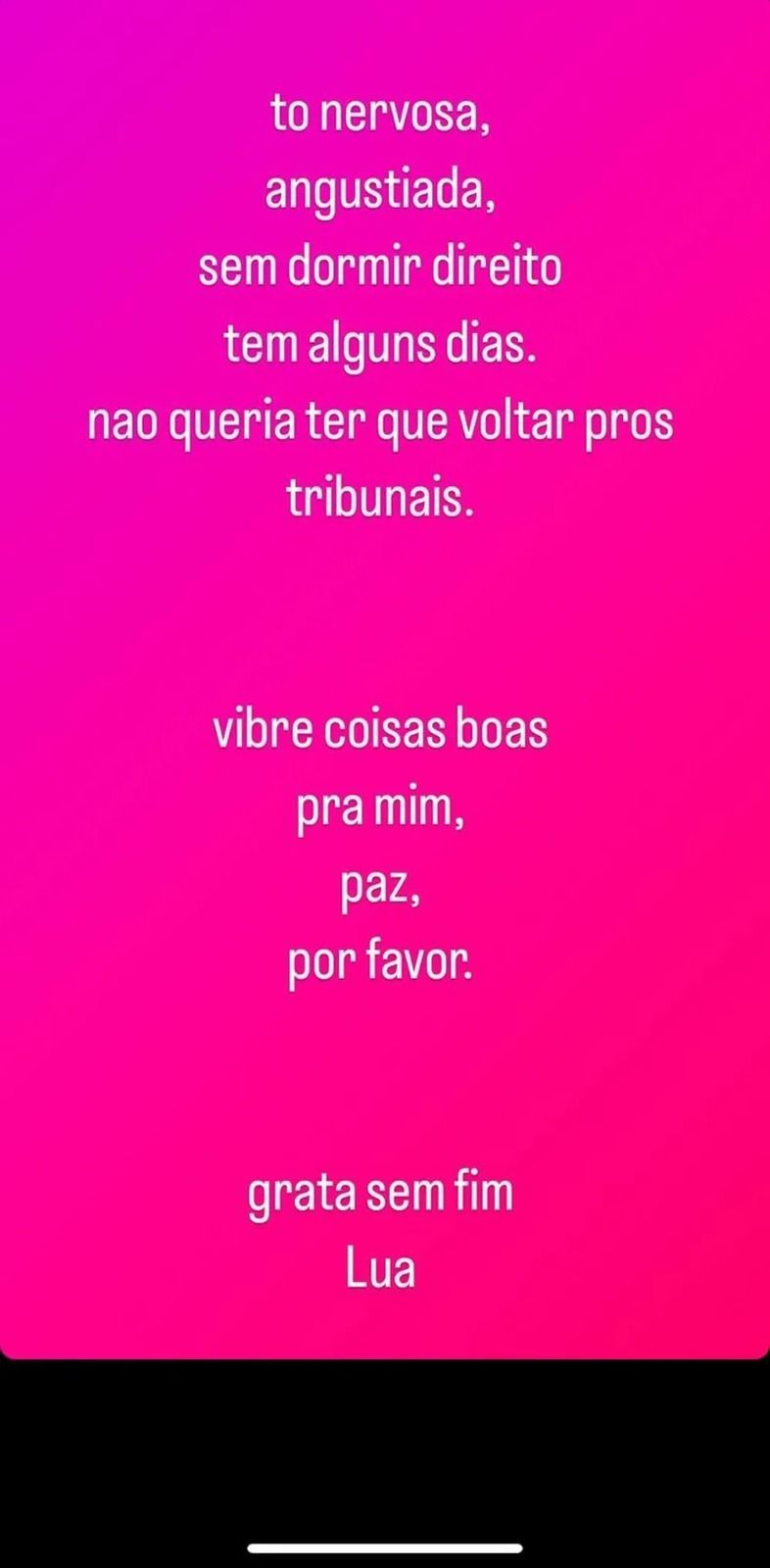 Atriz relembrou como foi a última audiência da ação / Reprodução/Instagram