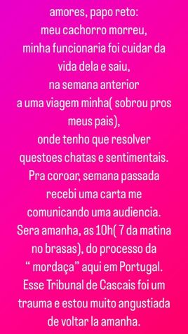 Atriz relembrou como foi a última audiência da ação / Reprodução/Instagram