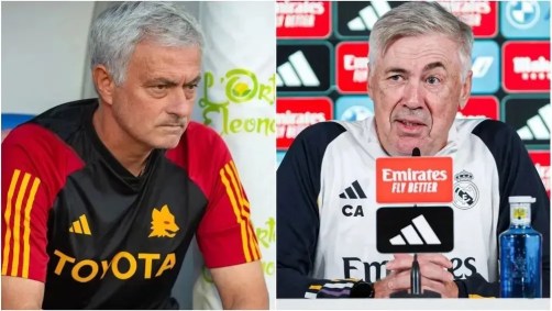 Mourinho (esq) pela Roma, e Ancelotti (dir), pelo Real Madrid