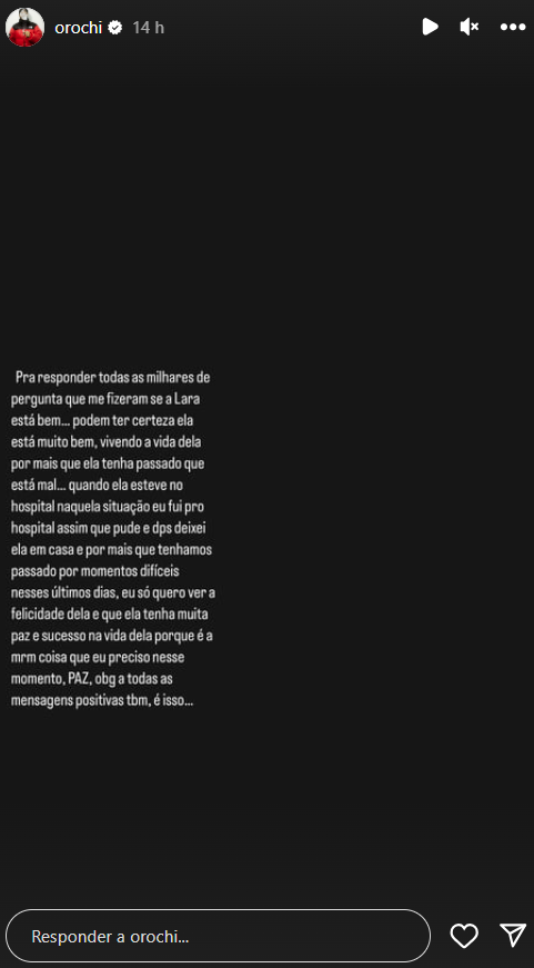 Rapper Orochi nega boatos de traição / Reprodução/Instagram