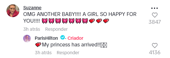 "Minha princesa chegou", diz Paris Hilton / Reprodução/TikTok