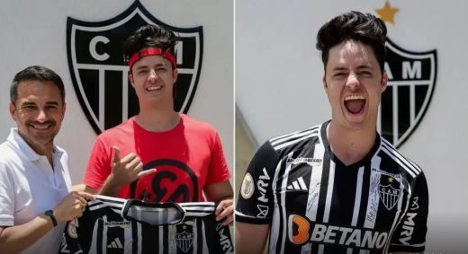 Enaldinho e Rodrigo Caetano na sede do Atlético-MG