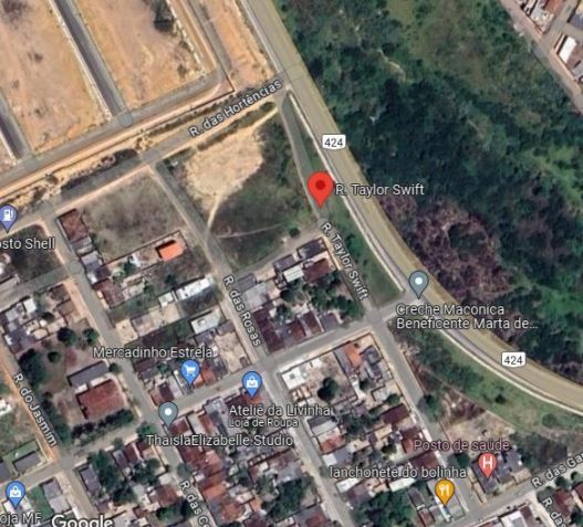 Rua com nome de Taylor Swift em Garanhus / Reprodução/Google Maps