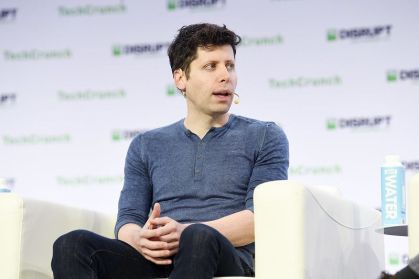 Sam Altman, então CEO e fundador da OpenAI, fala em evento TechCrunch Disrupt, São Francisco, Califórnia, em outubro de 2019