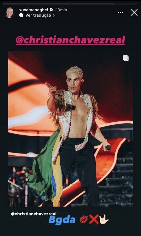 Xuxa agradece homenagem de Christian Chávez / Reprodução/Xuxa Meneghel/Instagram