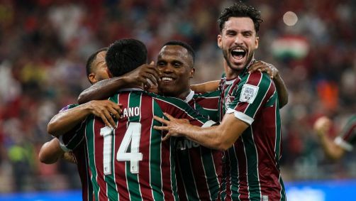 Arias comemora o primeiro gol do Fluminense contra o Al Ahly