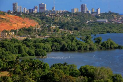 Região do Mutange, em Maceió, onde uma mina da Braskem está em processo acelerado de colapso