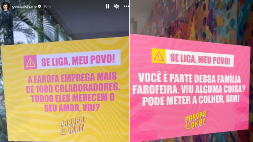 Pôsteres de aviso contra assédio na Farofa da Gkay / Reprodução/Instagram