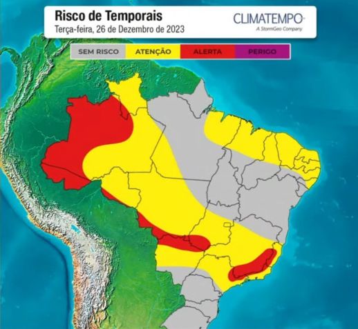 Mapa do Climatempo aponta chuvas fortes para os próximos dias em grande parte do país / Reprodução/CNN