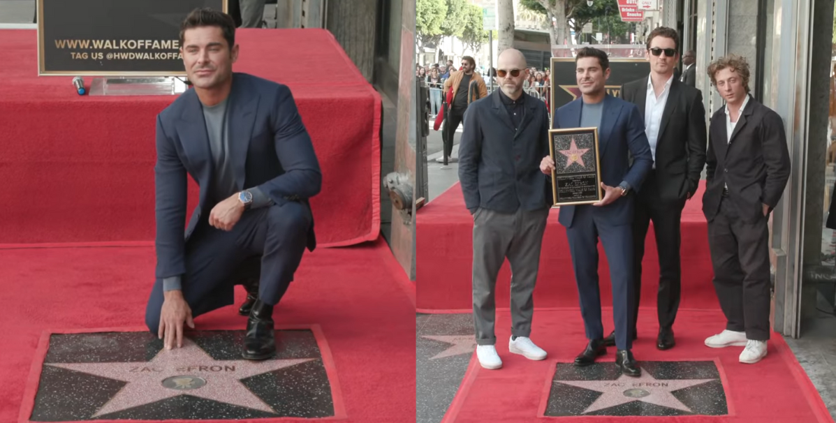 Ator Zac Efron recebeu sua estrela na Calçada da Fama em Hollywood nesta segunda (11)