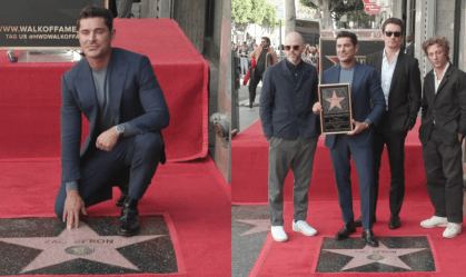Ator Zac Efron recebeu sua estrela na Calçada da Fama em Hollywood nesta segunda (11)