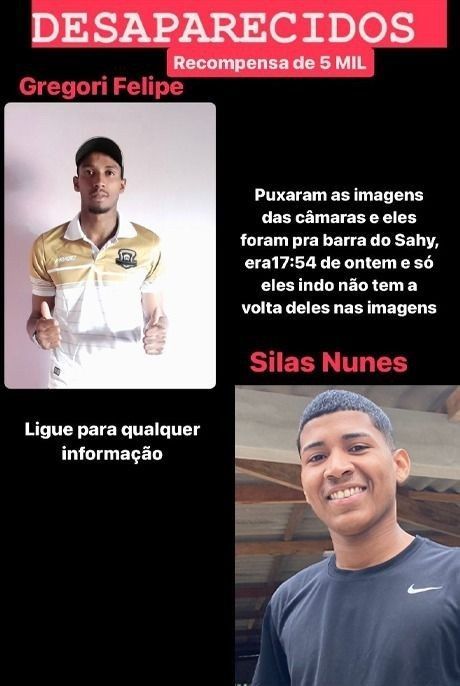 Cartaz prometia recompensa pela localização dos jovens desaparecidos de aldeia em Aracruz (ES) / Reprodução/rede sociais