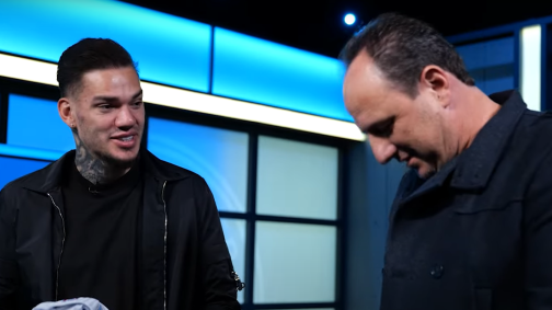 Ederson e Rogério Ceni em encontro na Inglaterra