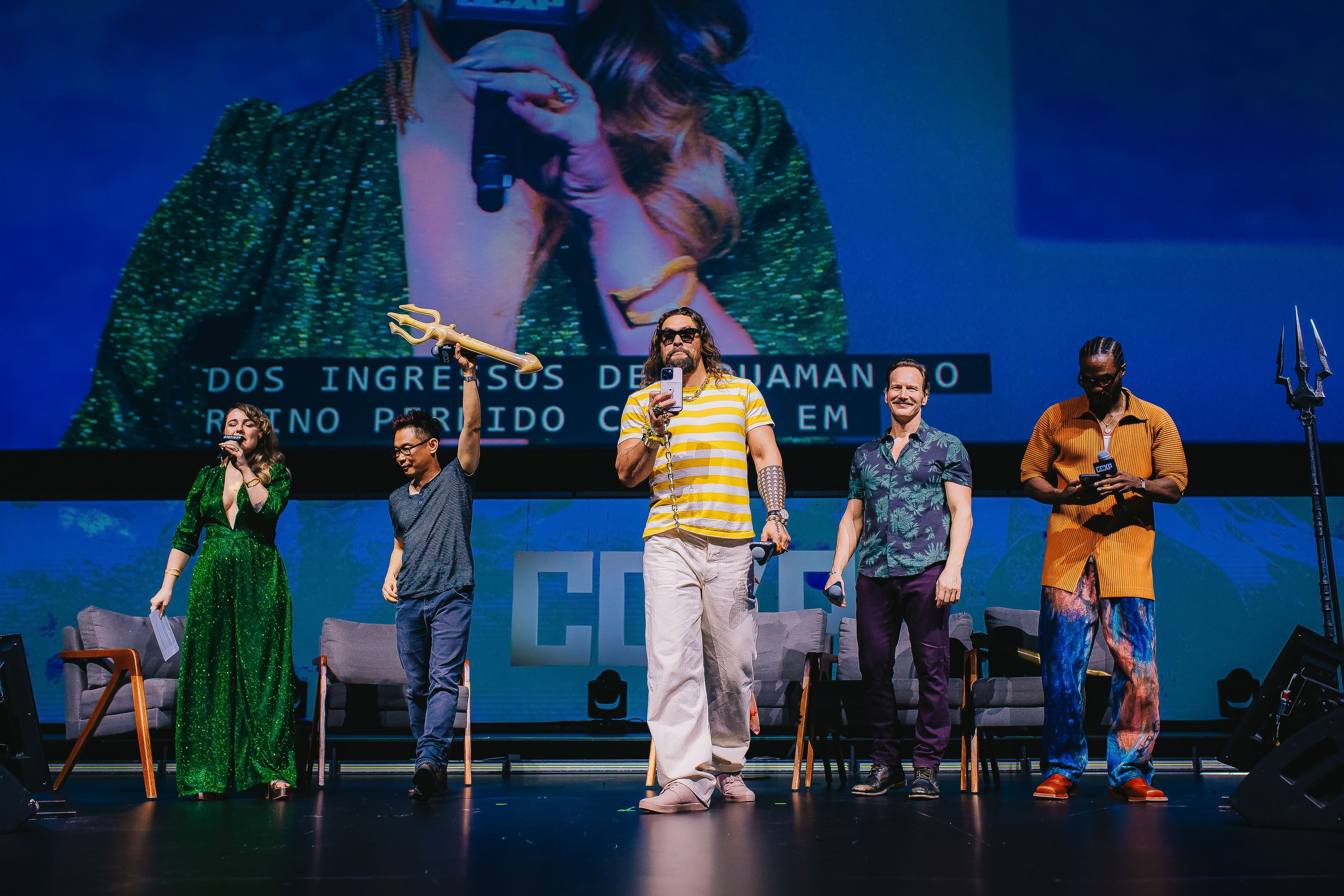 O ator Jason Momoa foi uma das atrações da CCXP23, em São Paulo, onde falou sobre o seu papel no filme "Aquaman 2: O Reino Perdido"