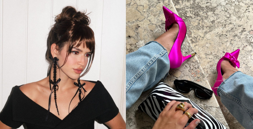 Lele Burnier utiliza brincos e sapatos com laços / Reprodução/Instagram