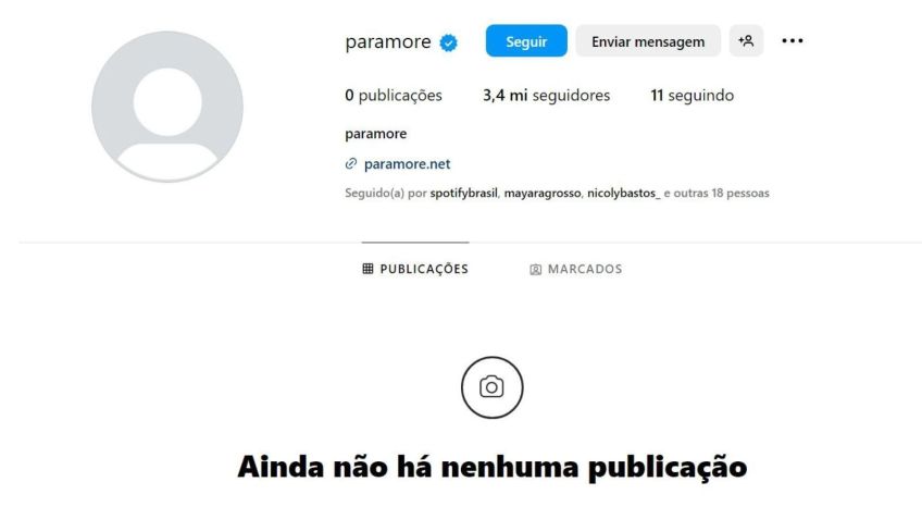 Banda apaga publicações das redes sociais / Reprodução/Paramore/Instagram
