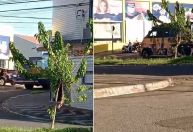 Vídeo: bandidos tentam assaltar carro-forte e fazem criança refém no interior de SP