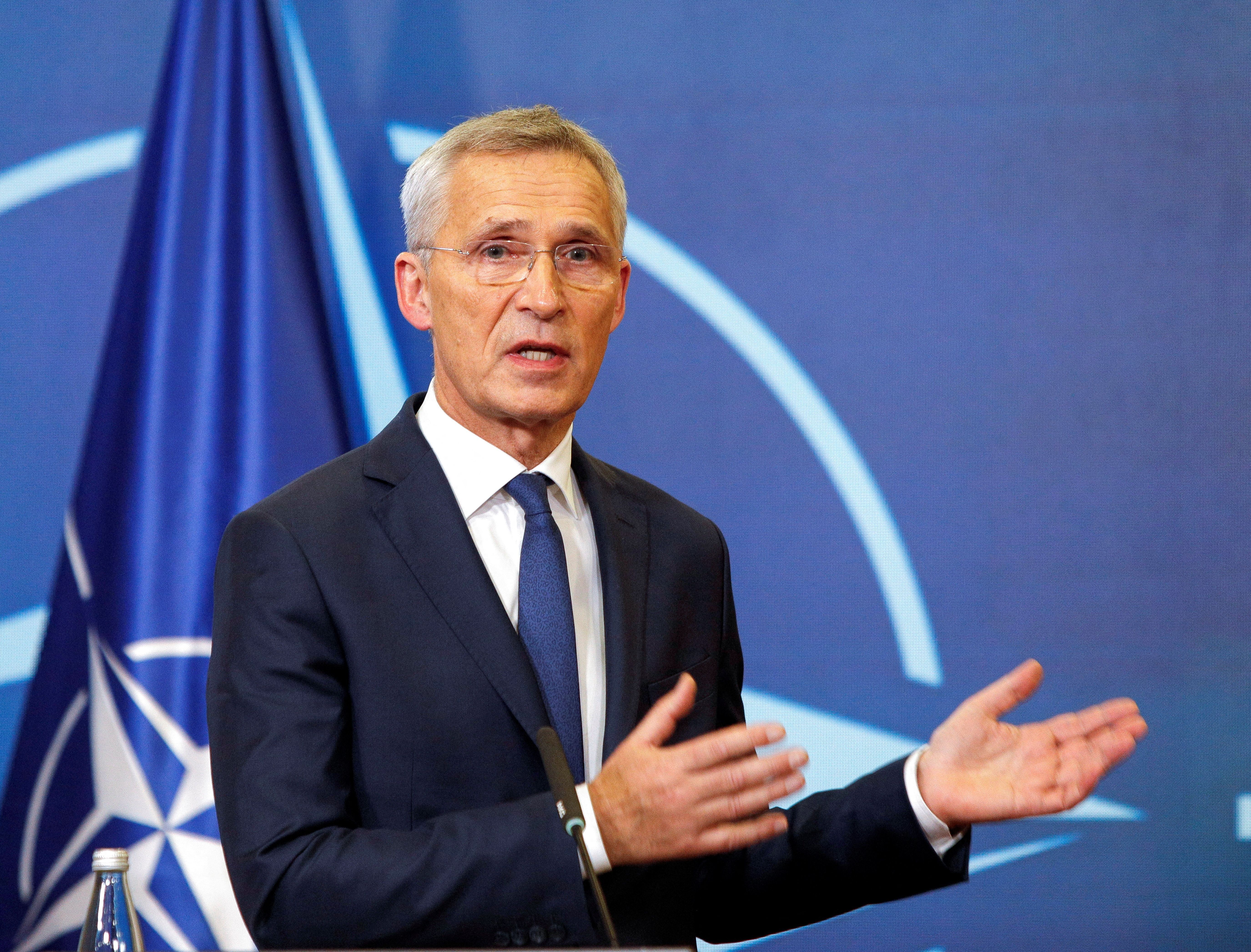 Secretário-geral da Otan Jens Stoltenberg em Skopje