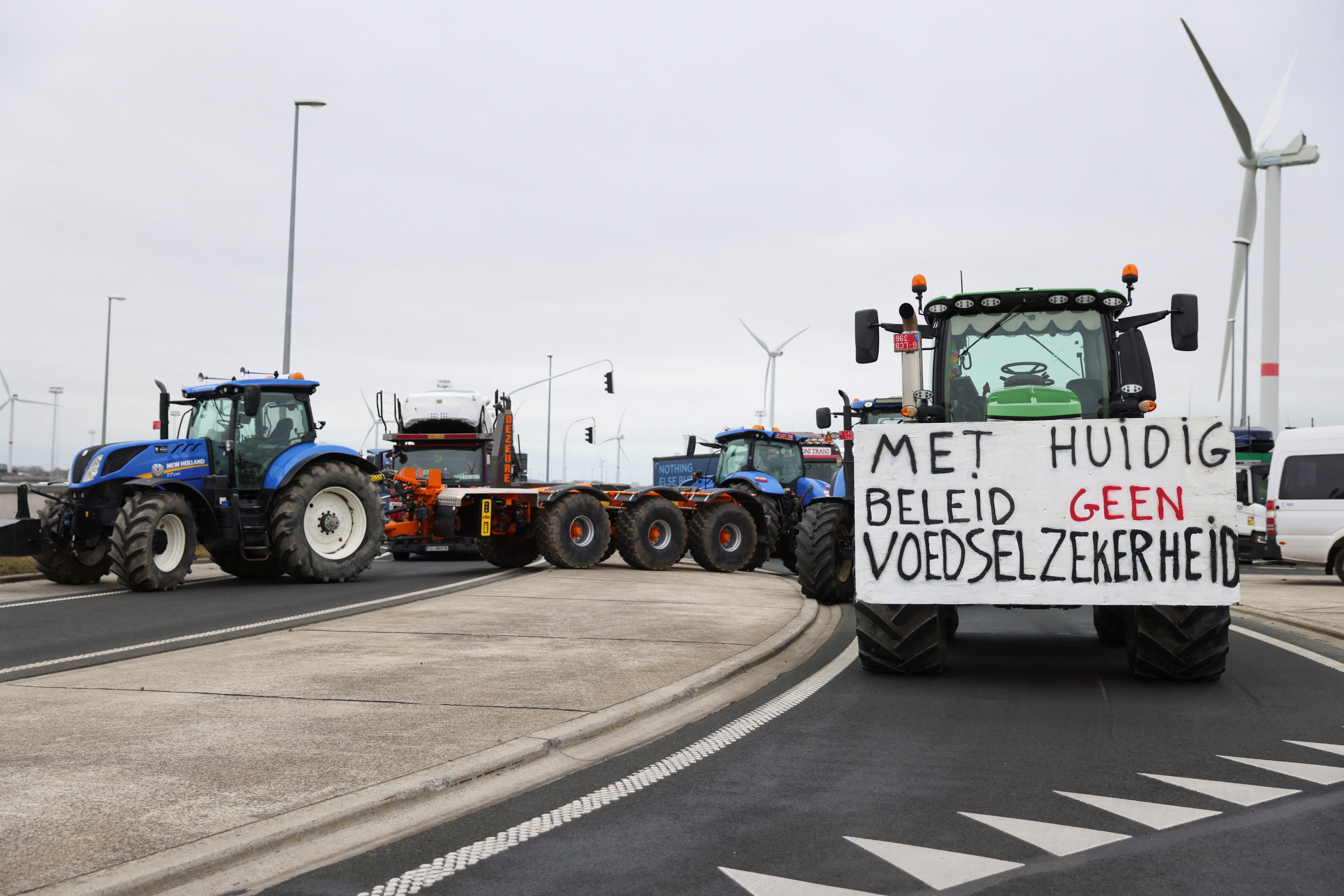 Protesto de agricultores belgas em Zeebruge