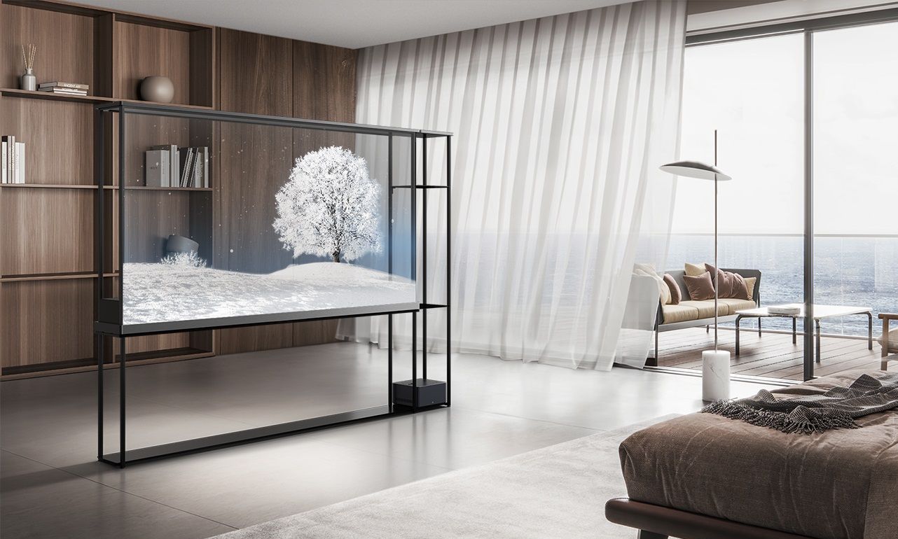 Fotos ou vídeos podem ser exibidos na tela transparente, como se "flutuassem no ar", segundo a LG. / Divulgação/ LG