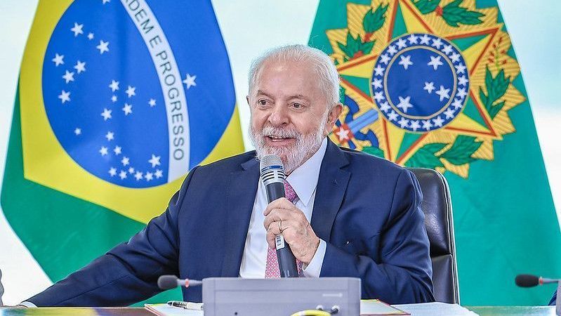 O presidente Luiz Inácio Lula da Silva (PT) durante reunião no Planalto