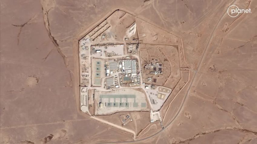 Imagem de satélite mostra a base americana "Tower 22", na Jordânia, que foi alvo de ataque de drone que matou 3 militares dos EUA. / Planet Labs PBC