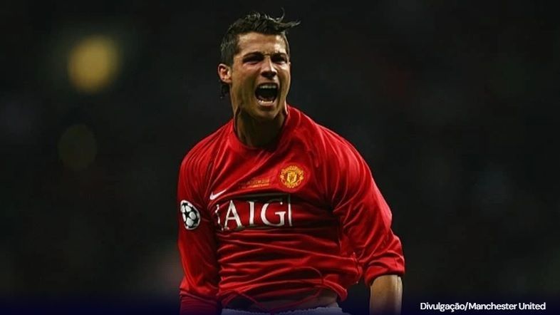 Cristiano Ronaldo durante partida pelo Manchester United em 2008