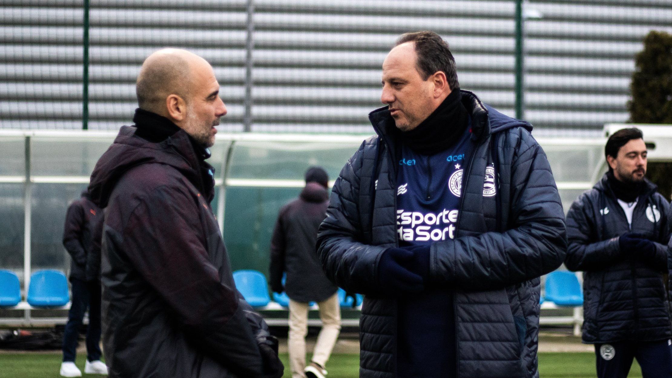 Guardiola e Rogério Ceni, em Manchester