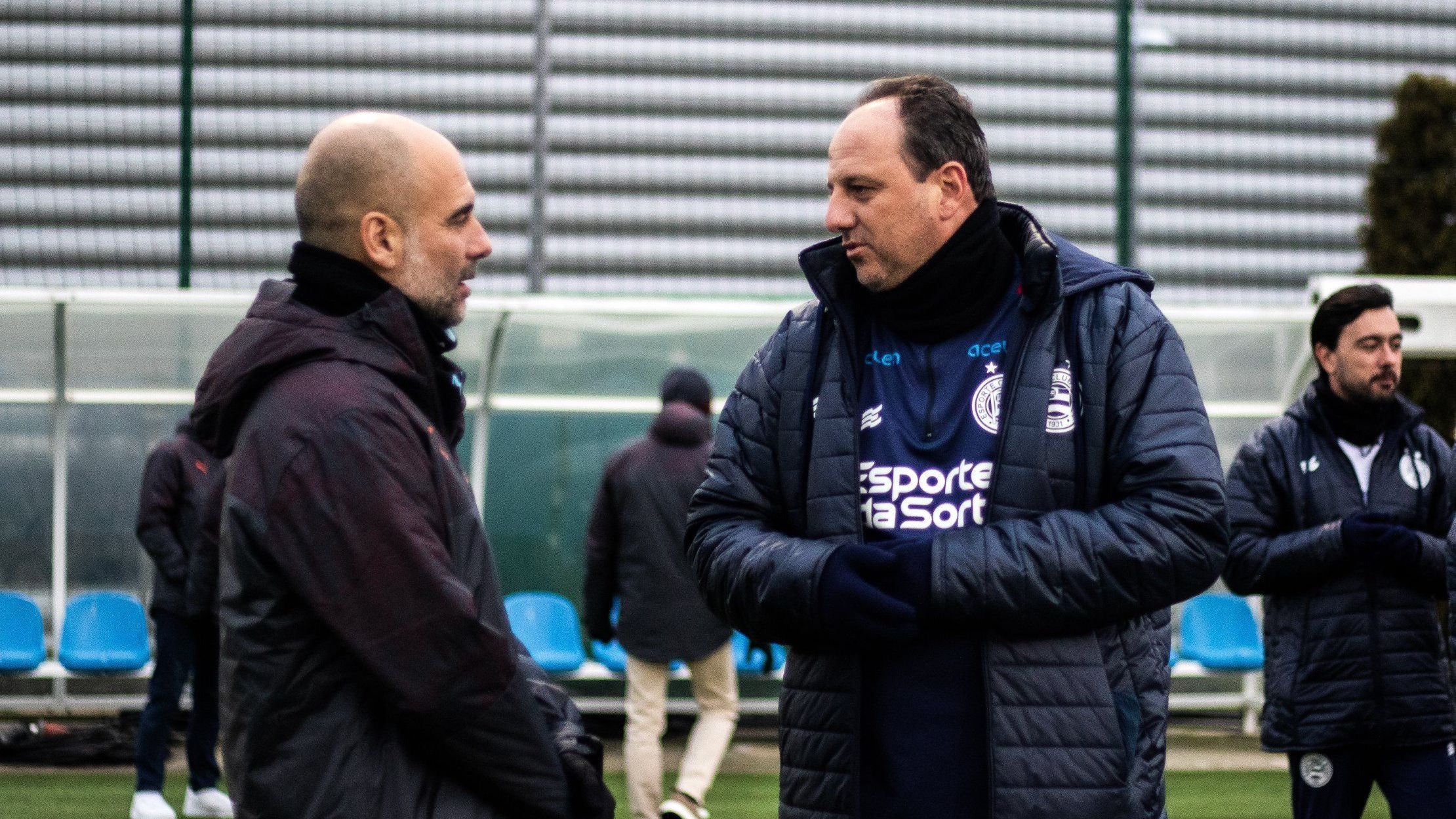 Guardiola e Rogério Ceni, em Manchester