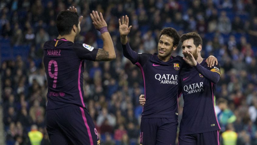 Neymar, Messi e Suárez nos tempos de Barcelona • Xavier Bonilla/NurPhoto via Getty Images