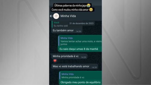 Troca de mensagens entre Henrique e Letícia no dia do acidente com o helicóptero em SP