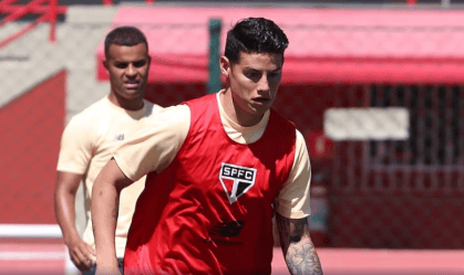 James Rodríguez em treino do São Paulo