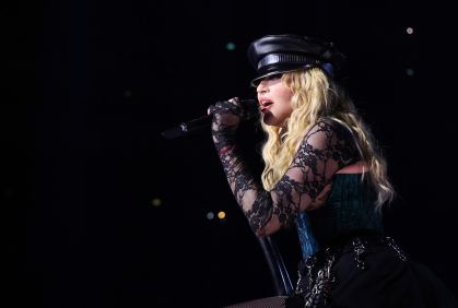 Madonna se apresenta durante a "The Celebration Tour" na The O2 Arena, em 15 de outubro de 2023, em Londres, Inglaterra
