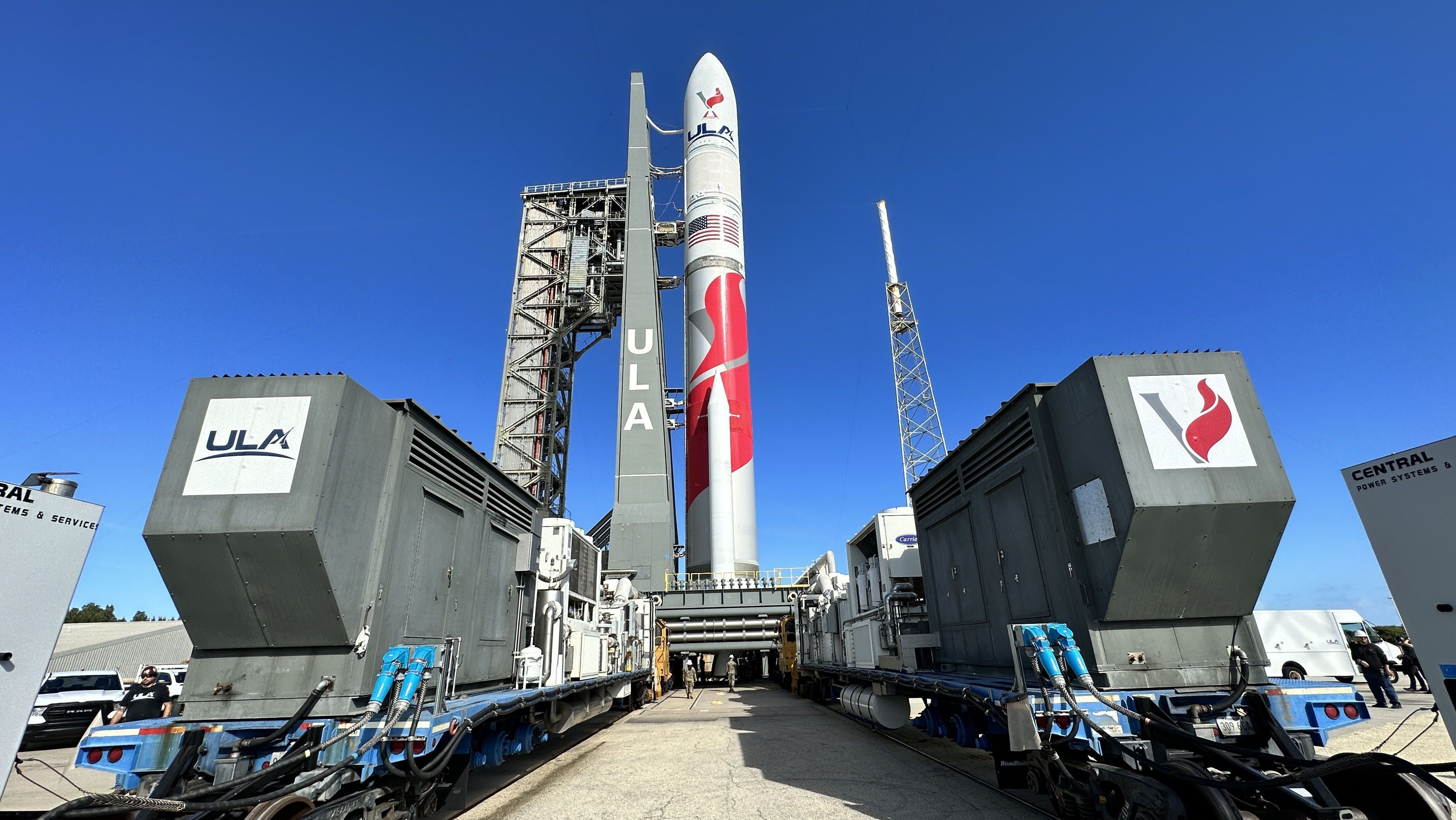 Foguete Vulcan Centaur na base de lançamento, nos Estados Unidos