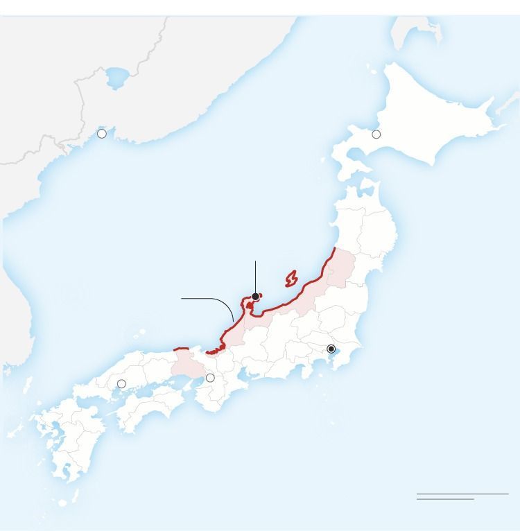 Alerta é válido para maior parte da costa do Japão / Agência Meteorológica do Japão/Gráfico: Rosa de Acosta e Henrik Pettersson, CNN