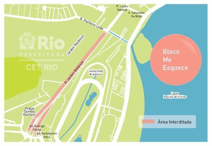 Interdições para Bloco Me esquece, na zona sul / CET-Rio/Divulgação