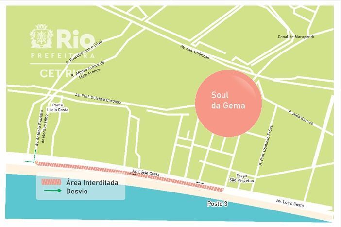 Esquema especial de trânsito para Bloco Soul da Gema, na Barra da Tijuca / CET-Rio/Divulgação