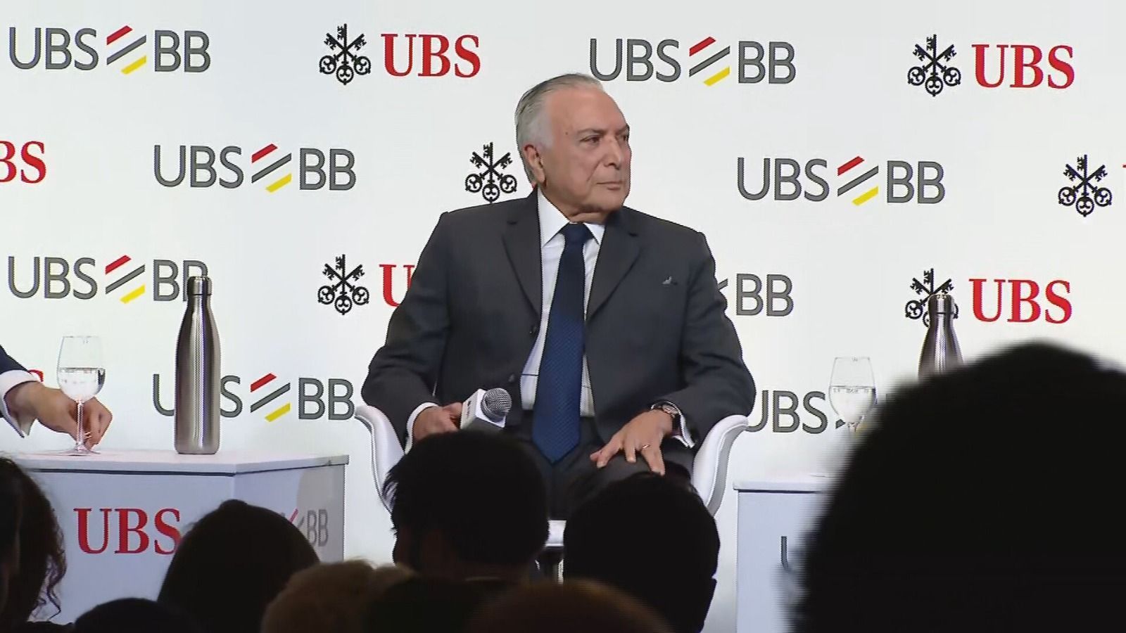 O ex-presidente Michel Temer durante evento do Credit Suisse, em São Paulo