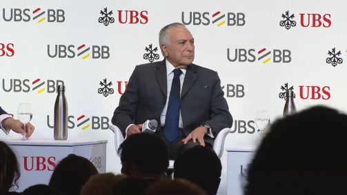 O ex-presidente Michel Temer durante evento do Credit Suisse, em São Paulo