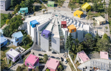 Os arquitetos do MVRDV transformaram uma estrutura com uma história complicada em um novo símbolo de comunidade na capital da Albânia.