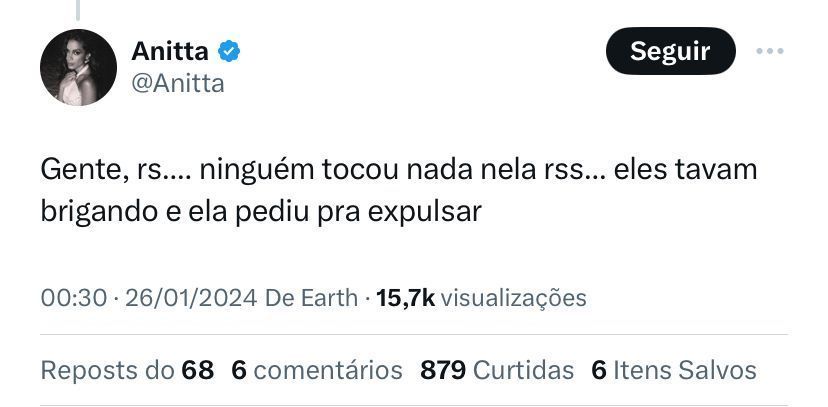 Anitta explica briga em show com Claudia Leitte / Reprodução/X/Anitta
