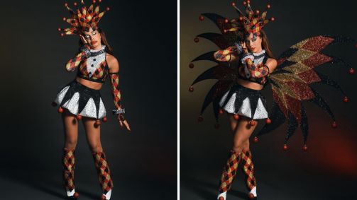 Anitta usa fantasia de Pierrot para homenagear a Viradouro