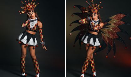 Anitta faz homenagem à Viradouro com fantasia de Pierrot em show
