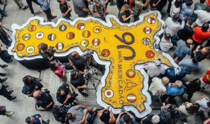 Bolo gigante do Mercadão no aniversário de 469 anos da cidade de São Paulo, em 2023