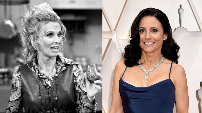 As atrizes Cloris Leachman, nos anos 1970, e Julia Louis-Dreyfus, em 2020. / CBS via Getty Images e Jeff Kravitz/FilmMagic
