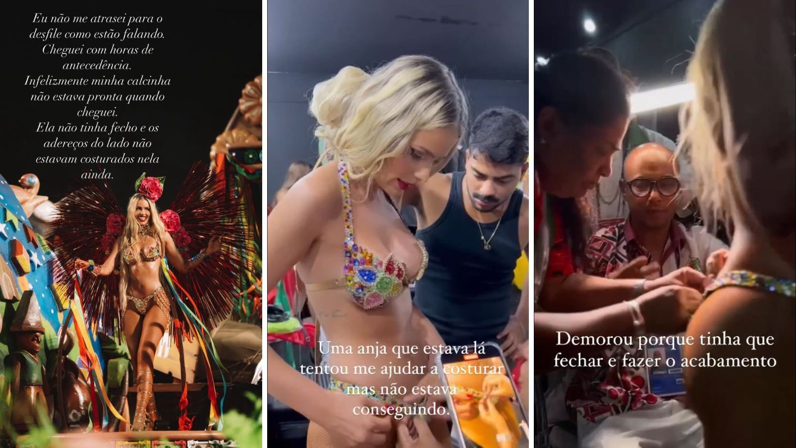 Yasmin disse que chegou ao Sambódromo com antecedência / Reprodução/Yasmin Brunet/Instagram
