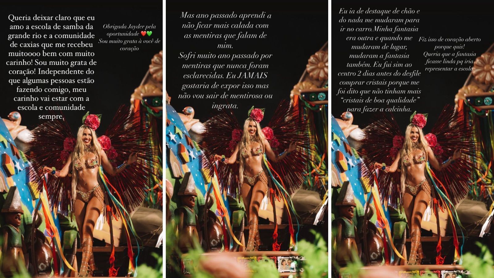 Yasmin Brunet desabafa após desfile da Grande Rio / Reprodução/Yasmin Brunet/Instagram